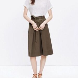 Madewell Olive Green Poplin Midi Skirt - S